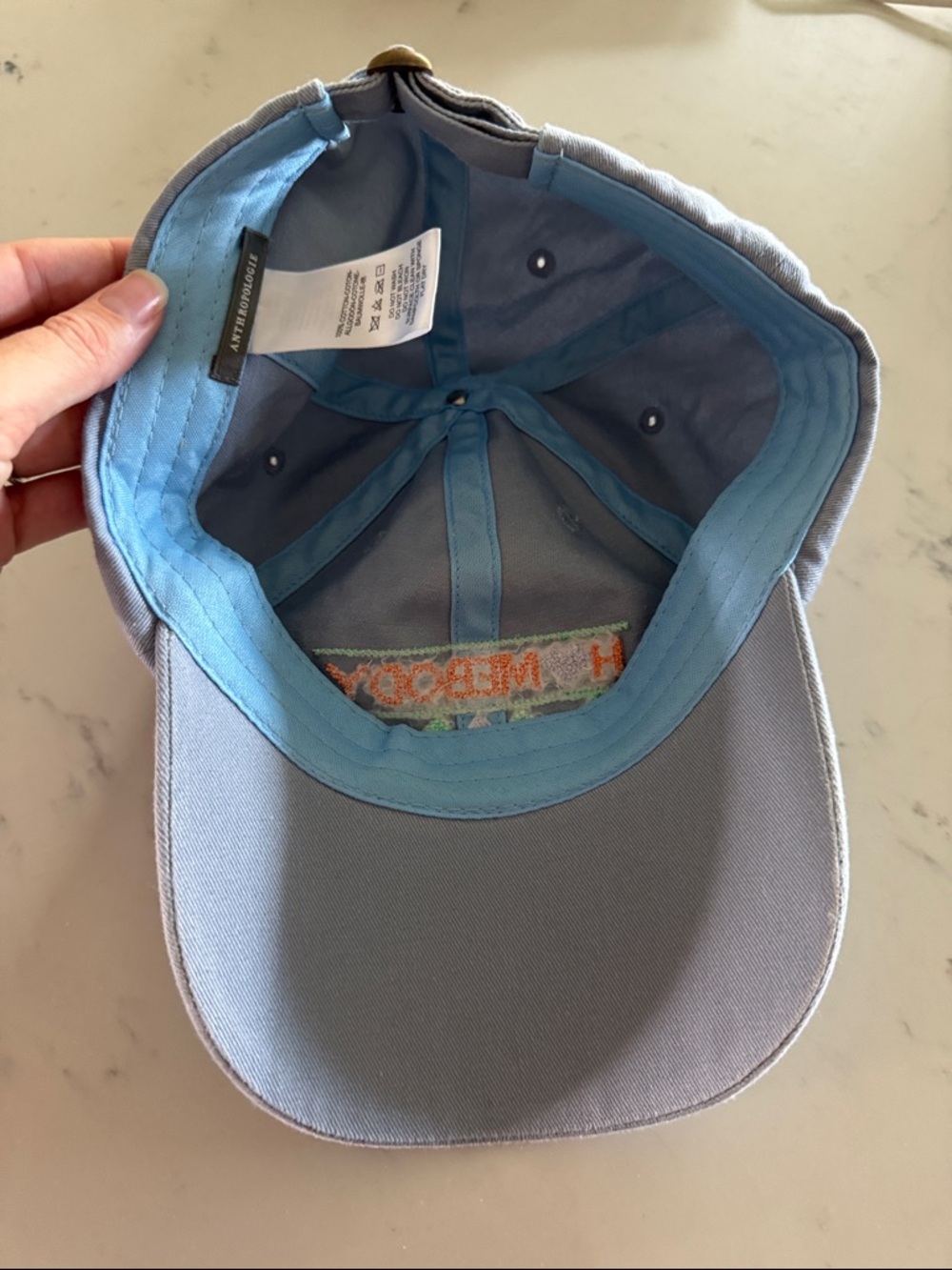 Anthropologie Light Blue Embroidered 'Homebody' Baseball Cap - Picture 3 of 3